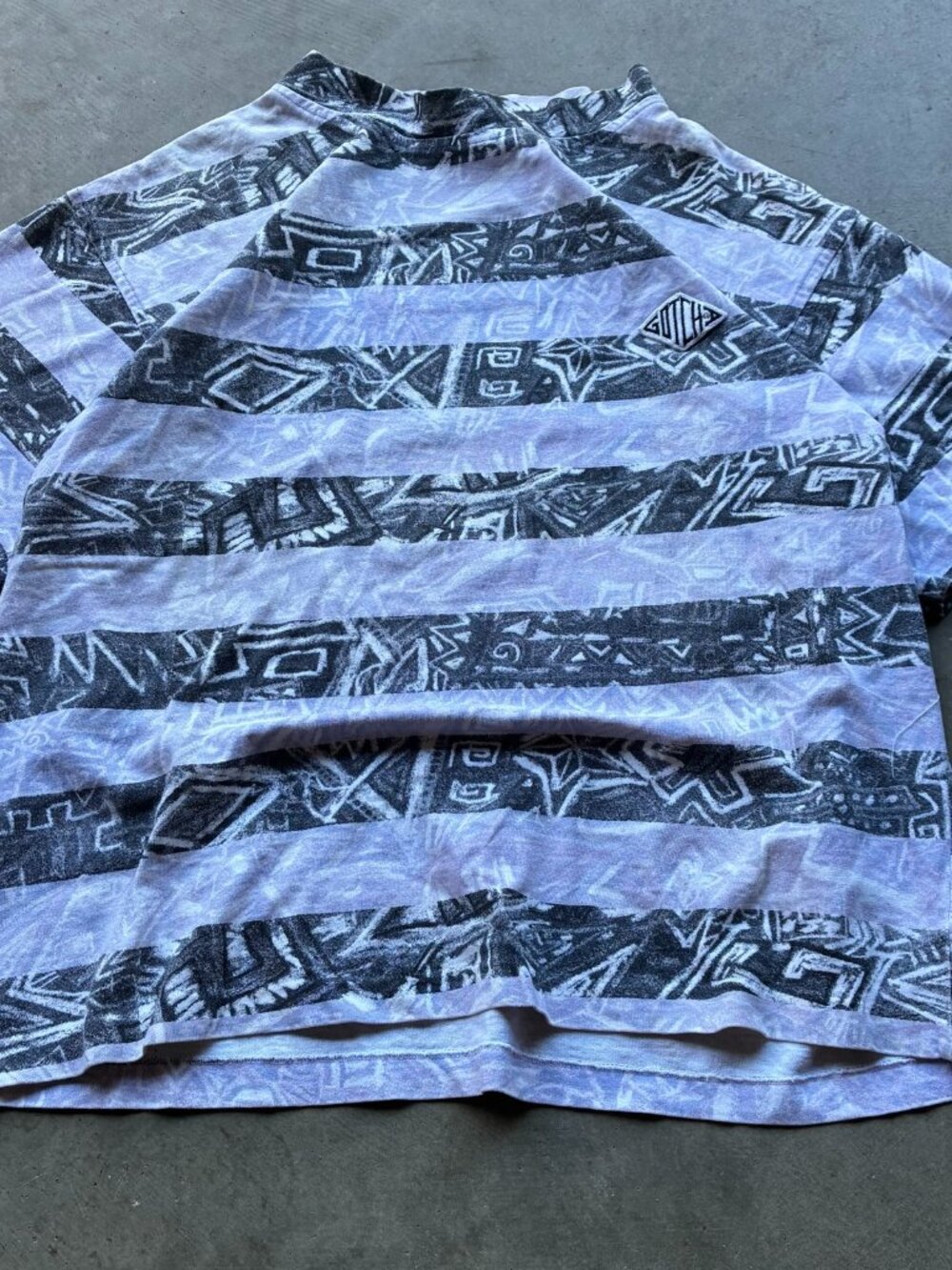 Vintage 90s Gotcha Tribal Aztec AOP Tee Made in USA Surf Skate L